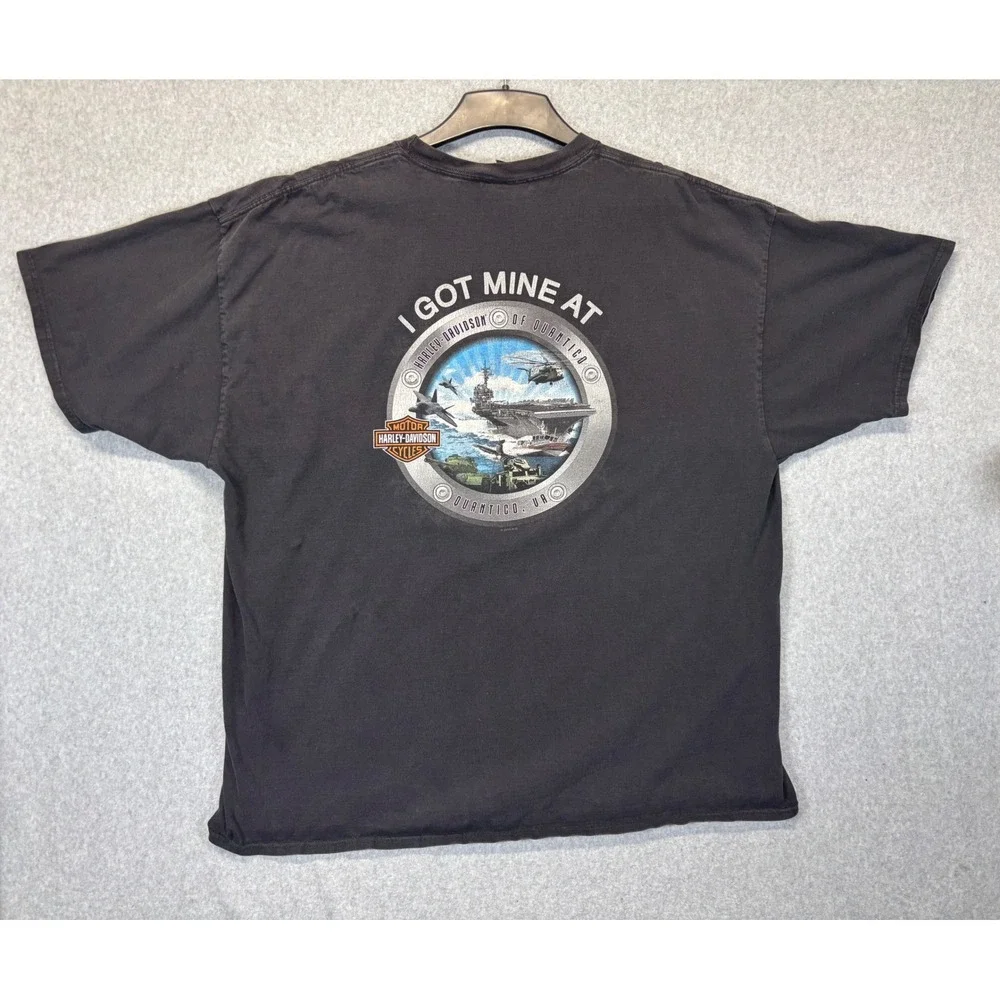 Harley-Davidson Quantico VA Military Graphic T-Shirt Black Hanes Beefy-T Men 2XL